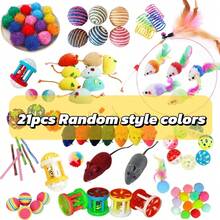 11件/21件装色彩鲜艳的随机猫玩具，款式和材质多样，带来独特体验，是送给各种室内猫的完美节日礼物。 - 彩色 - 查看 8