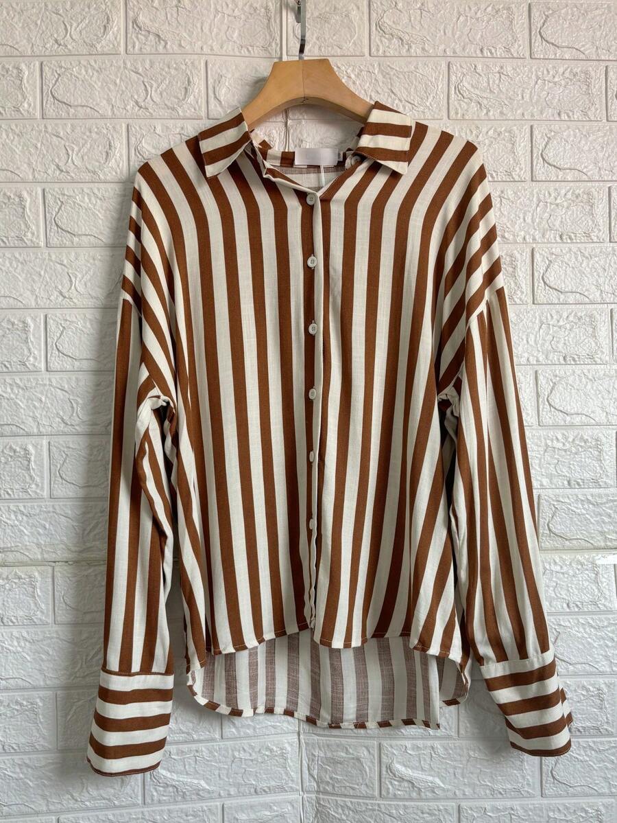 Striped Shirt - 焦糖 - 查看 1