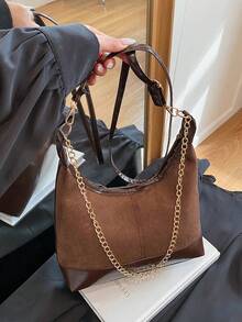 高品质简约百搭单肩手提包，复古水桶包，风格高级，2025秋冬新款 - 咖啡 - 查看 4