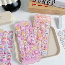 可爱的3D立体贴纸，挤压毛绒动物贴纸（兔子、熊），可用于DIY手机壳装饰 - 彩色 - 查看 3