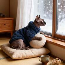 Pet Autumn/Winter Clothes - Faux Fur Zipper Jacket For Hairless Cats, The Cat Face Print Design, Warm & Breathable For Sphynx Cats, Eye-Catching Outdoor Outfit