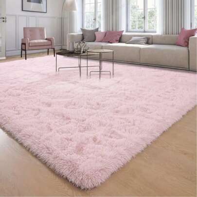 1개 럭셔리 소프트 플러시 라이트 핑크 카펫, 장식용 러그, 매트, 거실, 주방, 침실 등에 적합합니다. (조명 및 디스플레이 조건으로 인해 약간의 색상 차이가 있을 수 있습니다)