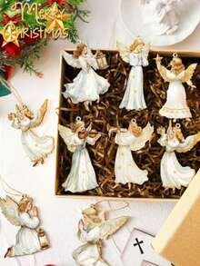 12 piezas de un lindo conjunto de decoración de angelitos, adecuado para decorar el hogar y las ventanas en fiestas tradicionales, perfecto para los adorables angelitos - Multicolor - Ver 5