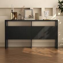 Chest Of Drawers / Sideboard / Cabinet With 2 Open Compartments And 4 Doors, White, Dimensions: 140 X 75 X 35 (H X D)