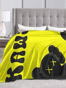 Kawss Kawaii Kaw Blanket  Cartoon Printed Flannel Blanket - Ultra Soft Anime Themed Gift For Birthday & Christmas Celebrations Boy And Girl - 黑色 - 查看 3