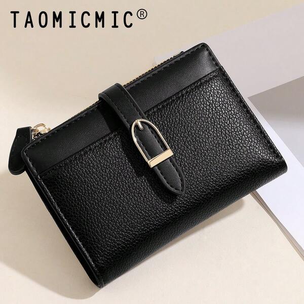 New Patchwork PU Leather Short Women Wallet High-End Bifold Purse Minimalist Card Holder Snap Button Closure For Men Money Wallet Mini Wallet Purse Wallet Men Wallet Leather Small Wallet Card Wallet Coin Wallet