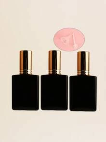 مجموعة من 3/5/10/20 قطعة من زجاجات الرذاذ المسطحة السوداء القابلة لإعادة التعبئة سعة 15 مل، رشاشات محمولة للتونر/العطر، أغطية رشاش باللون الذهبي الوردي/البنفسجي/الوردي، مع قمع وأداة إعادة التعبئة مضمنة - متعدد الألوان - مشاهدة 14