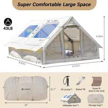 Tienda de campaña inflable para camping tienda de campaña grande Glamping 4-8 personas 4 estaciones aire con bomba fácil de instalar impermeable para exteriores Oxford - como en la foto - Ver 5