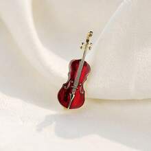 Stylish Violin Elegant Men Women Brooch Red Violin Brooch Collar Pin Party Jewelry Gift - 棕色 - 查看 5