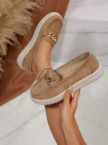 Women's Autumn New Suede Lace-Up Fashion Shoes, Slip-On Comfortable Versatile Casual Sneakers - Khaki - View 5