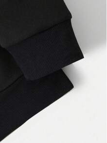 Men Plus Size 23 Letter Print Casual Crew Neck Sweatshirt + Pants 2pcs/Set, Fall Clothes