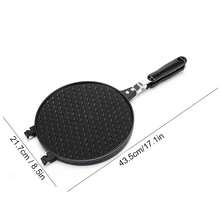 Dubbelsidig non-stick smörgåsgrill och våffeljärn för spishäll, multifunktionell handhållen vändbar stekform, belgiskt våffeljärn, hjärtformad blom-panini-press, pannkakskräpmaskin för frukost hemma - Rund våffla - Visa 6