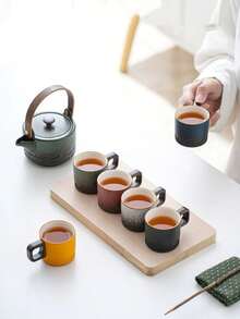 Mini Vintage Holzgriff Keramik Espresso Tasse, Keramik Teetasse, Holzgriff Japanische Keramik Kleine Kaffeetasse, Verlaufende Glasur Teetasse, Keramik Kung Fu Kleine Teetasse, Einzelne Haupttasse, Nachmittags Tee Geschenkbox Set, Espresso Tasse, Japanische Einfache Mini Kaffeetasse. Einfaches saisonales Design, bequemer Griff, leicht zu reinigen, perfekt für Zuhause, Café und Bürogebrauch (Bitte beachten Sie die Größe) - Verschiedenfarbig - Übersicht 5