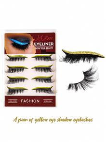 4 pares de delineador de ojos con purpurina autoadhesivo y set de pestañas postizas - resistente al agua, sin necesidad de pegamento, adecuado para maquillaje de fiesta y escenario. Adecuado para viajes, uso diario para principiantes, bodas, citas, fiestas, festivales. Muy adecuado para regalos de Navidad/Halloween. Paquetes de pestañas. - Multicolor - Ver 9