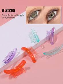 5 Pairs Self Sticky Lash Lift Rod, Cute Bear Lash Lift Pads For Eyelash Curling And Lifting, DIY Use At Home Or Salon Lash Perming Tool, Multiple Colors Available (Green,Orange,Purple) - Multicolor - View 3