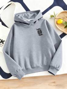 Teen Male Student, Basketball Sports Style Printed Pattern, Casual Style, Hooded Sweatshirt, Can Be Worn In Spring And Autumn, Shopping, School, Party, Travel Clothes - Grey - View 3
