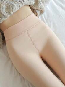 1 件女式 200g/300g 杏色内衬打底裤，冬季时尚简约连裤袜天鹅绒加厚保暖羊毛紧身裤（适合 5-15°C） - 彩色 - 查看 10