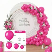 117 Pieces (1 Set) Of Rose Red Party Decoration Balloons Of Different Sizes, Balloon Garland Arch Set, Unique Exploding Star Shaped Balloons, DIY Balloon Tree, Balloon Arch, Birthday, Wedding, Valentine's Day, Holiday Party Decoration, Christmas And New Year Decoration, Wedding Balloon Bouquet, Balloon Set - Multicolor - View 8