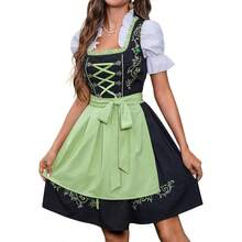 Women's German Dirndl Dress Oktoberfest Costumes Bavarian - 綠色+加大號 - 查看 1