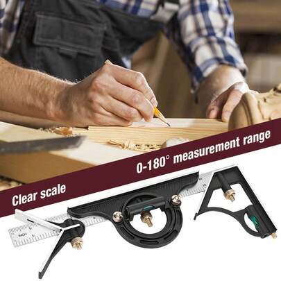 Regla de Ángulo de Acero Inoxidable 0-180° - Herramienta de Medición con Transportador 0.01. Acero Inoxidable, No Se Oxida, Vida Útil Larga. Escala Grabada por Máquina Precisa, Léctura Clara