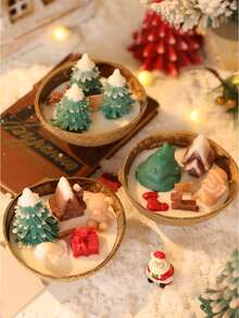 1pc Creative Coconut Bowl Christmas Candle Set, Variety Of Styles Candles, Scented Candles, Smokeless Candles, Cute Candles, Gifts, Souvenirs, Christmas Gifts, Winter Gifts, For Home Decor, Room Decor, Tabletop Decoration - Multicolor - View 3