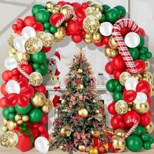 123Pcs Christmas Balloon Garland Arch Kit Red Green Gold White Latex Balloons For Xmas New Year Birthday Holiday Party Indoor Outdoor Decorations Supplies Christmas Balloon Garland