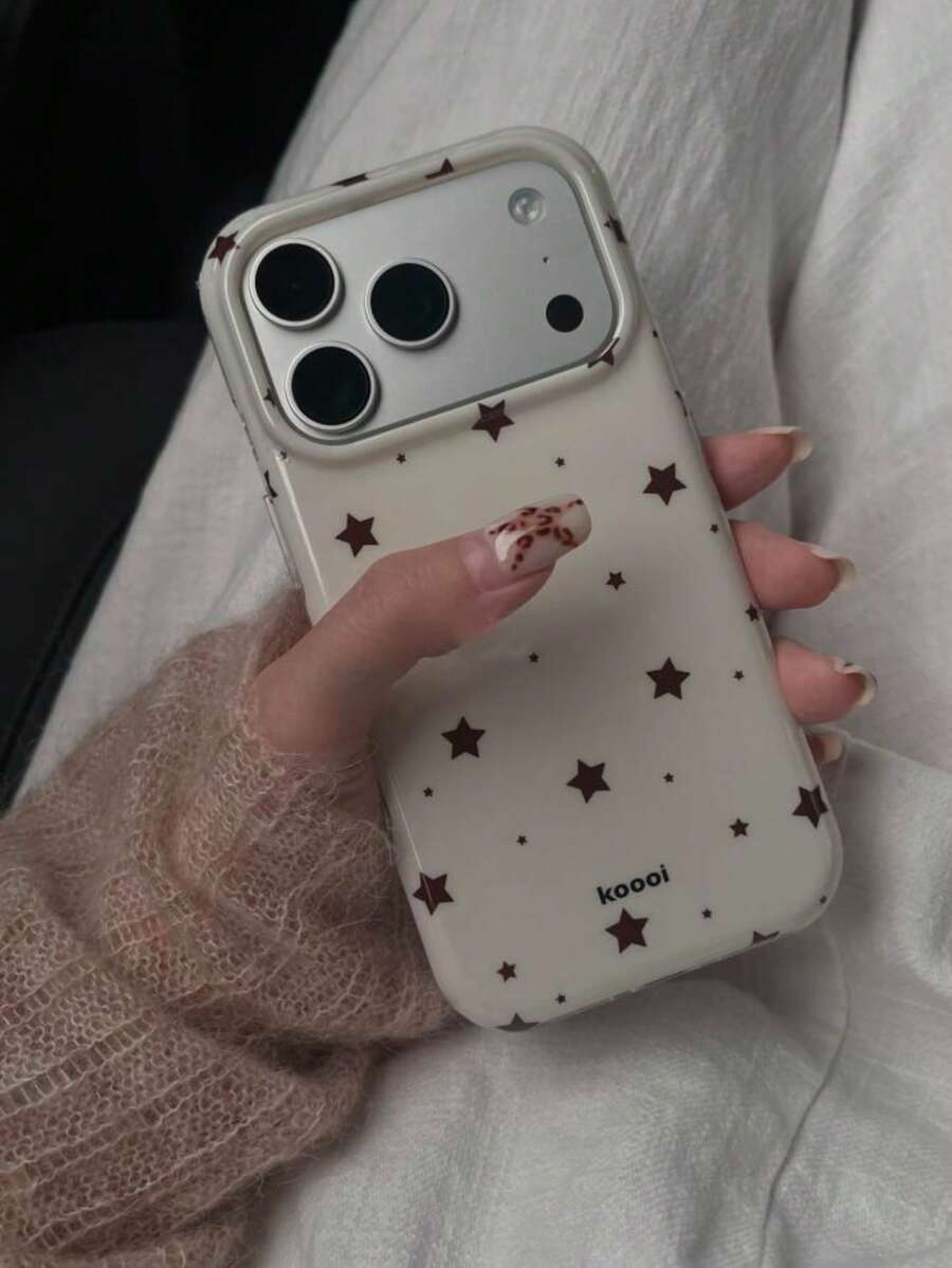 Dual-Layer Beige Star Creative Art Design Phone Case Compatible With IPhone 17 Pro Max/16 Pro Max/15 Pro Max/14 Pro/13 Pro, Suitable For Men And Women - Multicolor - View 1