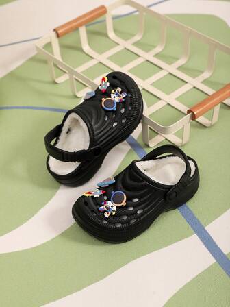 秋冬季宇航员卡通儿童平底洞洞拖鞋，舒适日常休闲，居家户外保暖，时尚百搭