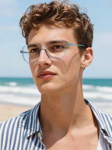 1pc Unisex Fashion Flat Lens Glasses, New Lightweight Retro Square Frame Casual All-Match Style, Suitable For Holiday Gifts, Daily, Study, Commute, Office Use - Clear - View 16