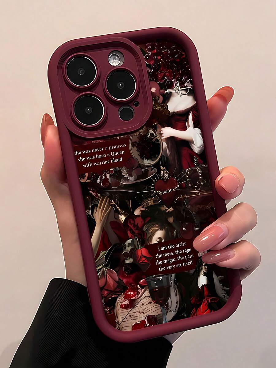 Funda para teléfono Queen of Hearts Artistry. Compatible con teléfonos , 17, 16 Pro Max, 15 Pro Max, 13 y 12. Fabricada en TPU, ofrece protección contra golpes y caídas. Un regalo ideal para familiares, amigos, parejas, el Día de Muertos y Halloween. - Rojo - Ver 1