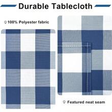 Checkered Tablecloth Rectangle Waterproof And Wrinkle Resistant Washable Fabric Table Cover Checkered Table Cloth For Dining Table Picnic And Party 152 X 213cm Royal Blue And White - RoyalBlueandWhite - View 4