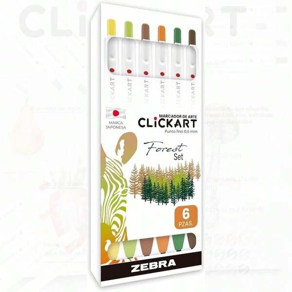 Marcador de Arte Retrctil Clickart Punto Fino Colores VIVID Set 6 Piezas Desert Set