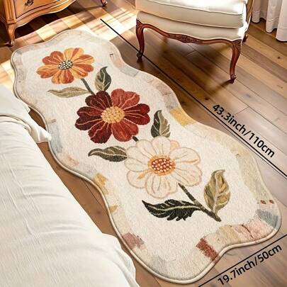 FUKIANA 1 Pc Long Strip Floor Mat, Bedroom Carpet, Soft Floor Mat Elegant Nordic Style Flower Bed Blanket, Home Decoration Floor Mat, Home Decoration, Spring Decoration, Autumn Decoration, Home Decor