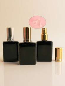 مجموعة من 3/5/10/20 قطعة من زجاجات الرذاذ المسطحة السوداء القابلة لإعادة التعبئة سعة 15 مل، رشاشات محمولة للتونر/العطر، أغطية رشاش باللون الذهبي الوردي/البنفسجي/الوردي، مع قمع وأداة إعادة التعبئة مضمنة - متعدد الألوان - مشاهدة 27