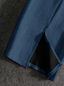 女士优雅通勤鹿绒拉链A字半身裙，后开衩，无弹力，适合冬季穿着