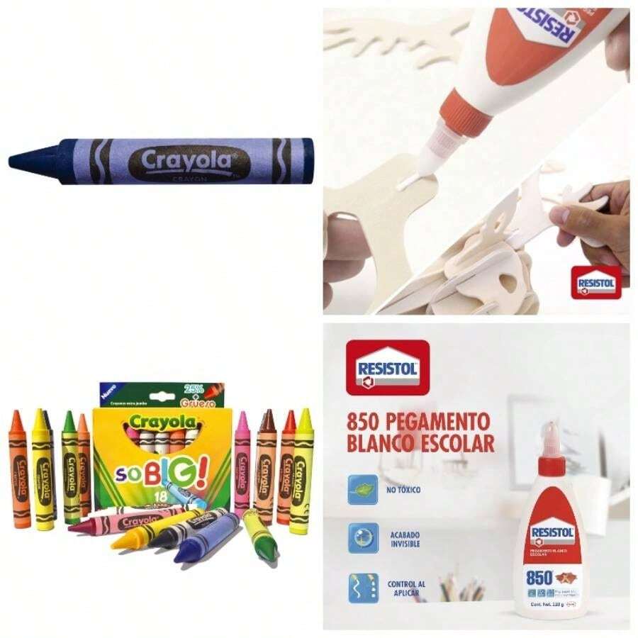 18 Crayones Jumbo, Popular styles for  2025 year - 18 Crayones + Escolar,pegamento blanco - Ver 1