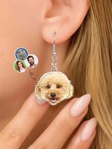 1 pieza Pendiente de acrílico personalizado con foto divertida de mascota, niños o familia, pendiente con forma personalizada de foto, pendiente personalizado de mascota, pendiente colgante de foto de grupo creativa y divertida, pendiente conmemorativo personalizado de foto familiar, pendiente personalizado divertido de pareja, adorno de acrílico con forma personalizada de foto, regalo divertido de pareja de mascotas - Multicolor - Ver 3