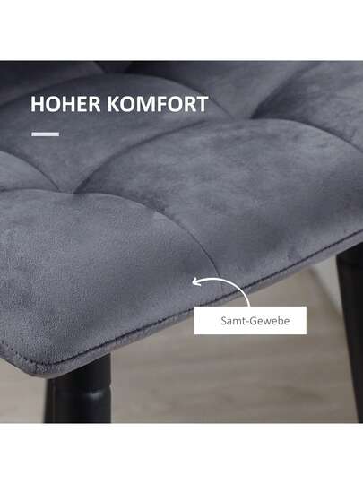 Set Of Bar Stools The Kitchen, Moderne Fluwelen Upholstery Non Slip Steel Legs, Supports Up To 120 Kg, 42 47 105 Cm, Grijs view 5