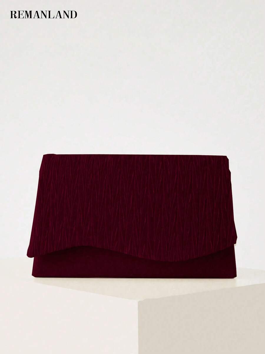 REMANLAND Túi xách dự tiệc xếp ly thời trang và thanh lịch dành cho nữ, Túi xách có quai xách tinh tế và quyến rũ, Thích hợp cho phụ nữ kết hợp với váy và áo dạ hội, Thích hợp để tham dự tiệc tối, đám cưới, tụ họp, tiệc tùng, Món quà tuyệt vời nhất dành cho phụ nữ - Màu Đỏ Sâu - Xem 1