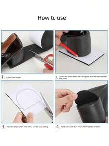 1卷超耐用自粘鞋垫 - 防滑保护鞋底，适用于高跟鞋、运动鞋和凉鞋 - 轻松修复磨损、噪音、鞋跟问题，棕色仿皮外观，鞋垫设计纹理 | 耐用仿皮鞋底，鞋类配件