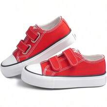 ANTLULU Boys and Girls Canvas Shoes Dual Adjustable Hook and Loop Classic Low Top Sneakers - rojo - Ver 2