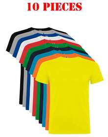 THEGEWA PACK OF 10 COLORFUL T-SHIRTS - MARNAULA - ASSORTED SIZES Plain All Regular Asymmetrical Spring Festival MULTICOLOR - trắng - Xem 12