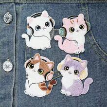 4pcs 3D Embroidered Patch Badges, Heat-Seal Design Patches For Clothing, Hats, Jackets, DIY Decoration - Bowknot, Cat Embroidered Patch Set, Suitable For Phone Cases, Bags, And Apparel - 4-piece Set - View 2