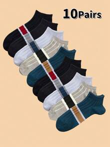 1双/5双/10双男士休闲条纹运动短袜