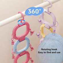 A Set Of 4-Ring Storage Hooks, Over-The-Door Hat Storage Clips, Household Baseball Cap Storage Rack, Multi-Functional Bag Hanging & Display Rack For Wardrobes