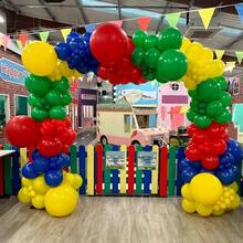 Red Blue Yellow Green Balloon Set, 12 Inch Circus Party Balloon Red Blue Green Yellow Helium Balloons Confetti Latex Balloon Video Game Party Birthday Party Circus - 紅色 藍色 黃色 綠色 - 查看 3