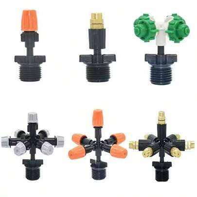1-20 piezas Rociador de jardín de 5 vías, Junta roscada de 1/2" (0.799in/20.3mm), Boquilla rociadora de 5 vías ajustable para riego automático de flores, jardín, campo agrícola, refrigeración e irrigación