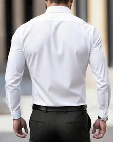 Men's Wrinkle Dress Shirts Formal Long Sleeve Button Down Wedding Business, Style - 灰色 - 查看 8