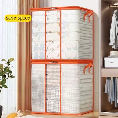 1 pièce Grand sac de rangement en PVC avec fermeture éclair solide, transparent anti-poussière et imperméable, convient pour ranger les vêtements et les couvertures, sacs de rangement pour jouets, dortoirs, déménagement, retour à l'école, conception pliable et gain de place