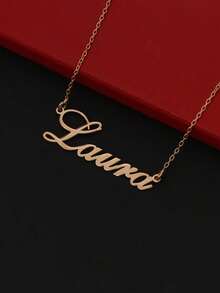 Personalized Name Necklace, Custom Name Pendant Necklace, Customizable Stainless Steel English Letter Pendant, Elegant Style Accessory, 18K Gold Plated Stainless Steel Pendant Necklace, Anniversary, Birthday, Wedding Gift, Unisex Necklace - Multicolor - View 1